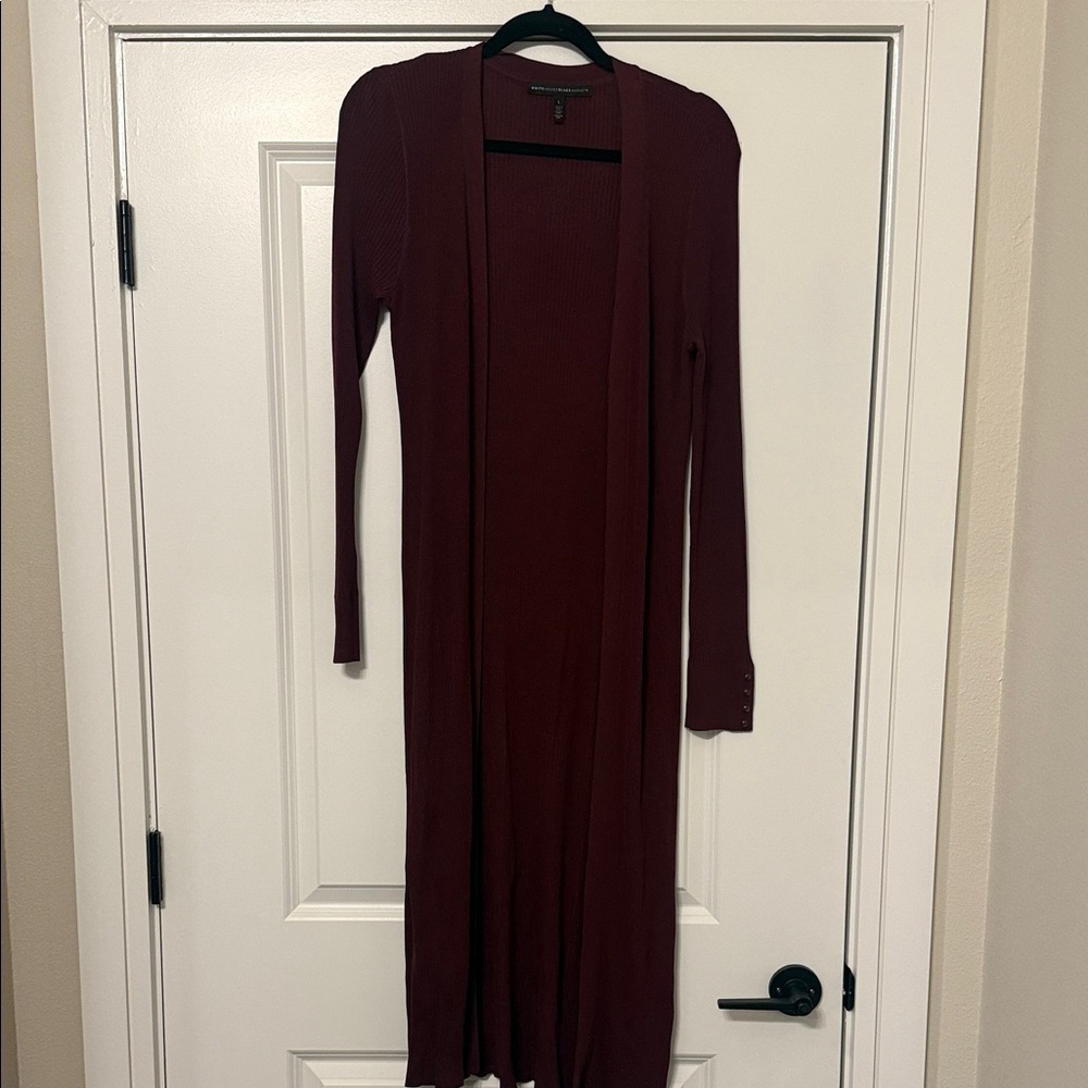 White House Black Market Burgundy Long Sleeve Cardigan
